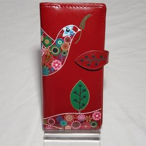 Peace Dove Red Wallet - NWT - Vegan Leather